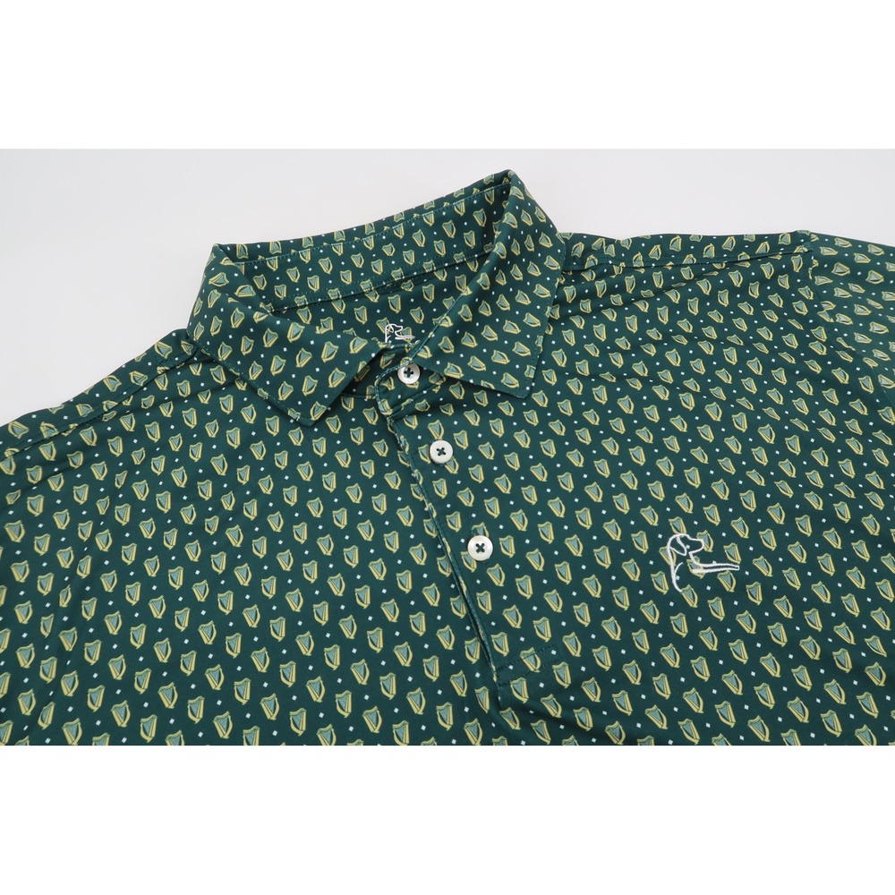 Rhoback Polo Shirt Mens XL Green Guinness Irish Harp Performance Golf